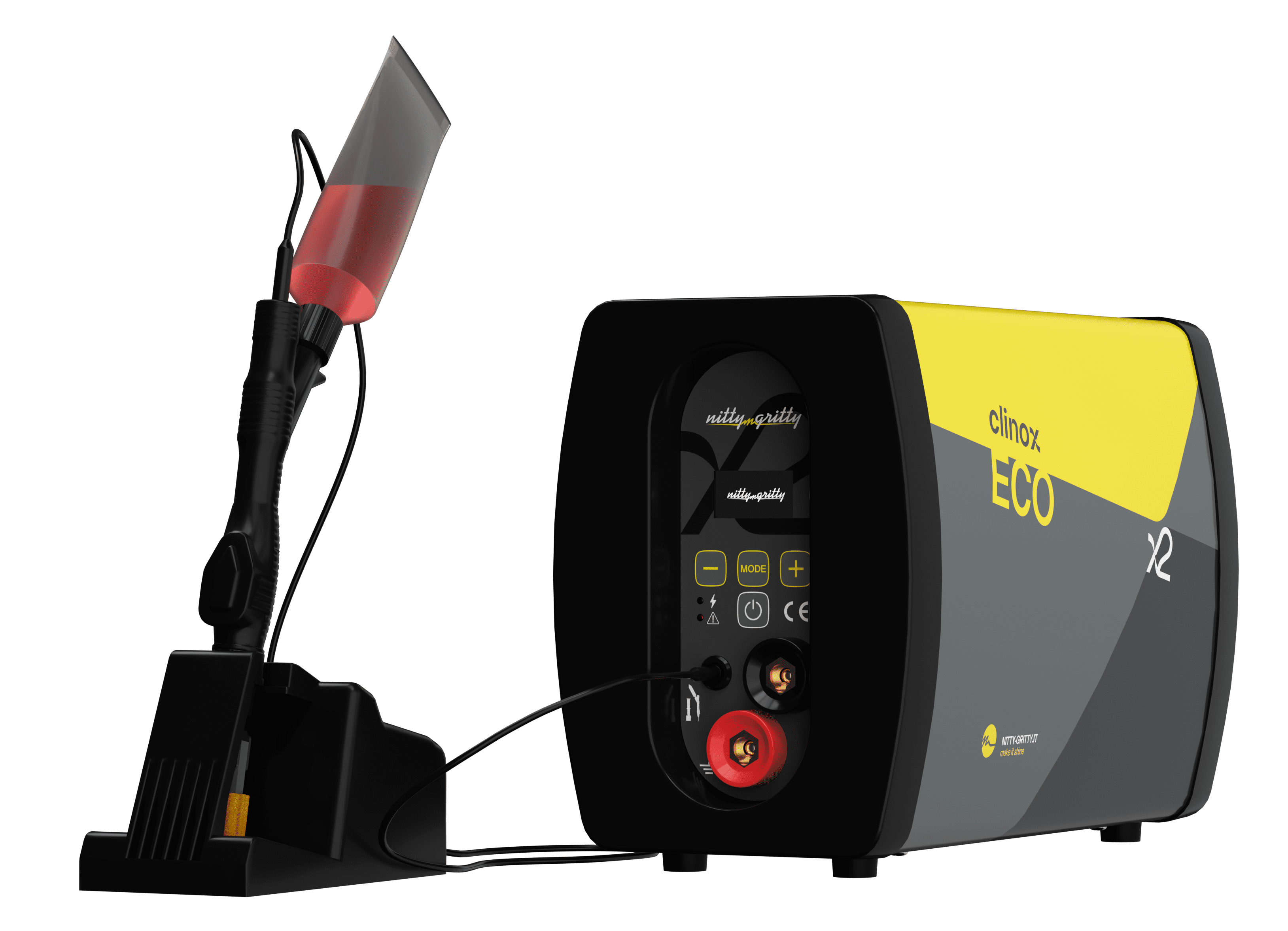 Clinox X2 Eco elektrische beits, polijst en markeer machine van het merk Nitty Gritty.